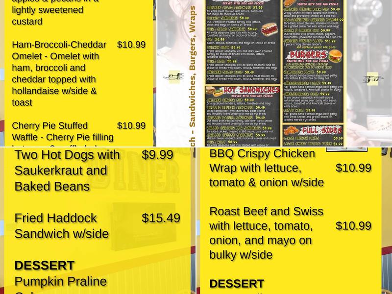 Ober Easy Diner Menu