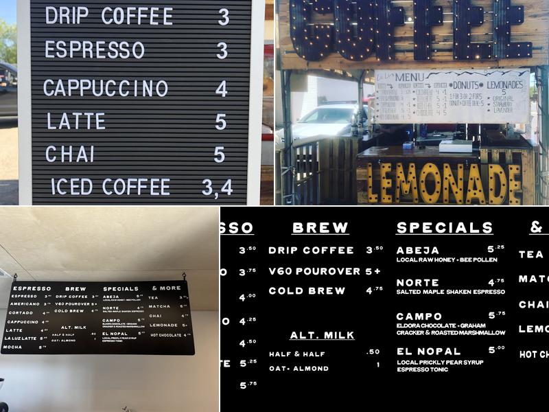 La Luz Coffee Menu
