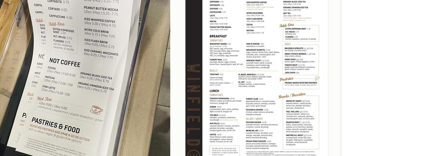 Winfield Street Coffee - Croton Menu