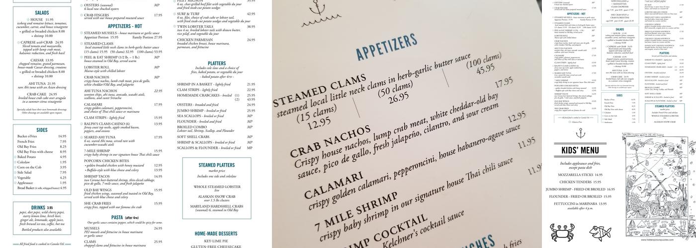 Oceanside Seafood Menu