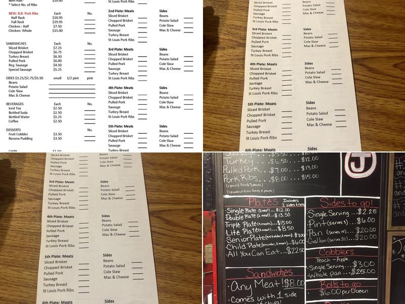 Circle J Barbecue Menu