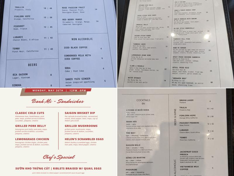Saigon Social Menu