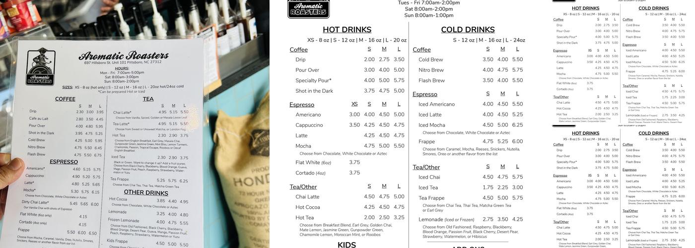 Aromatic Roasters Menu