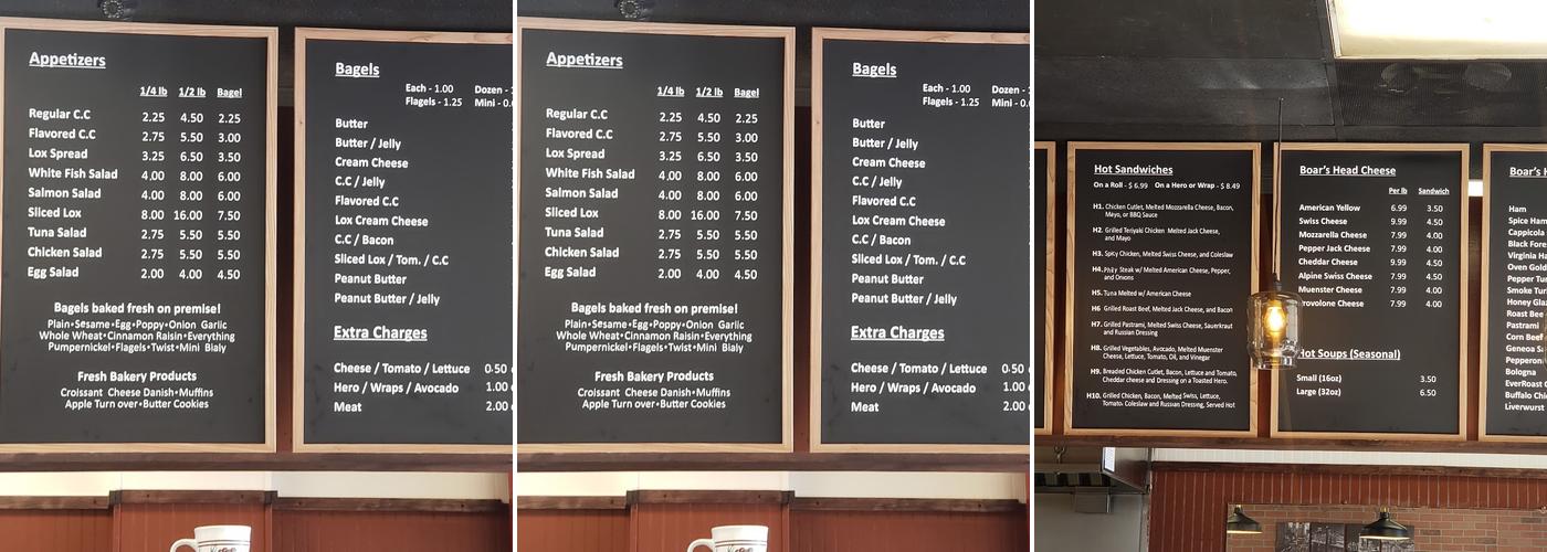Three Guys Bagel Menu