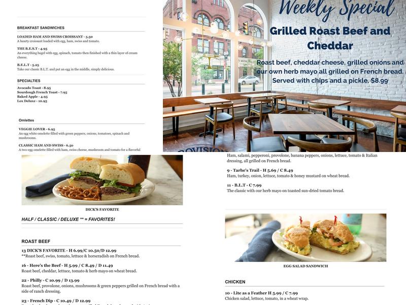 Provisions Bakery & Deli Menu