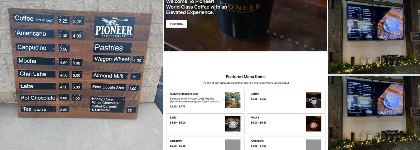 Pioneer Coffee Roasters Menu