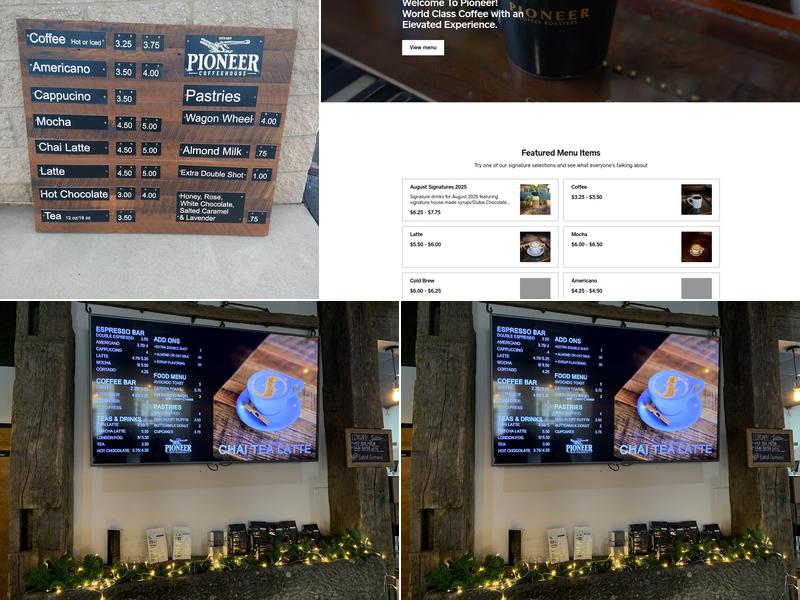 Pioneer Coffee Roasters Menu