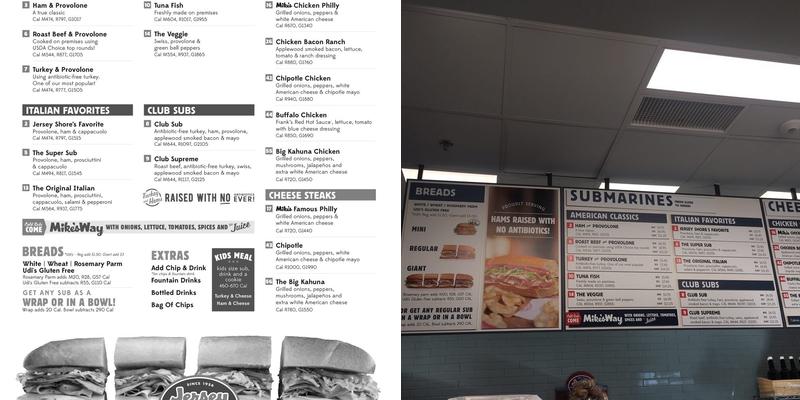 Jersey Mike's Subs Menu