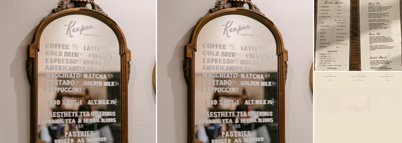 Keeper Coffee Co Menu