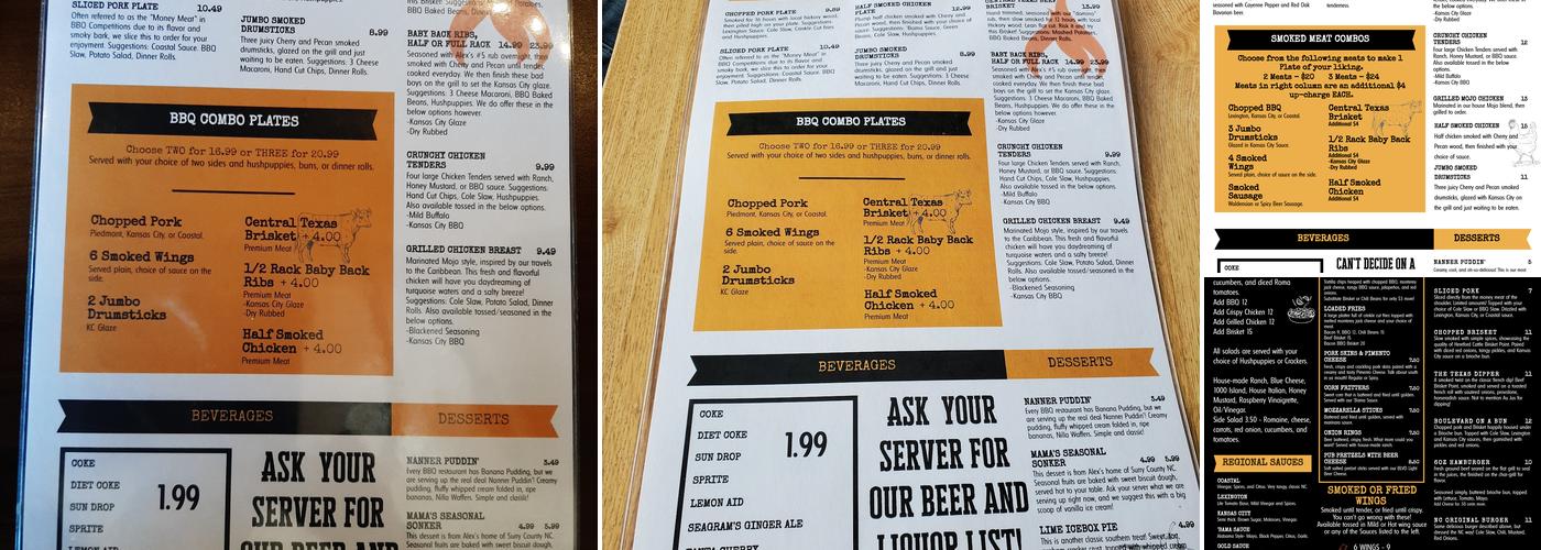 Boulevard Barbeque Menu