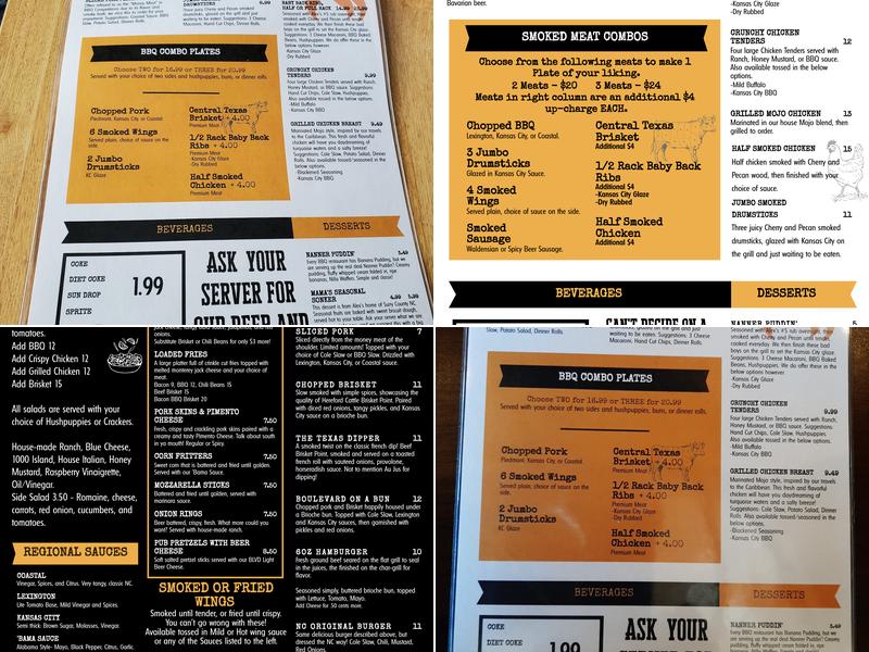 Boulevard Barbeque Menu