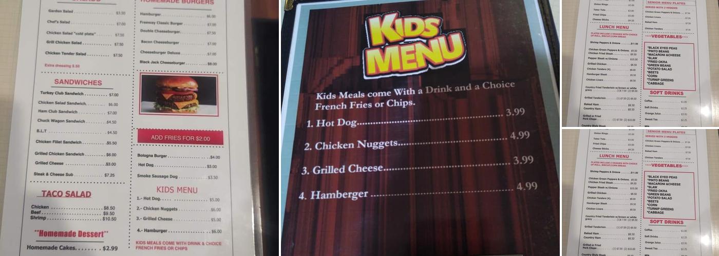 Freeway Dining Room Menu