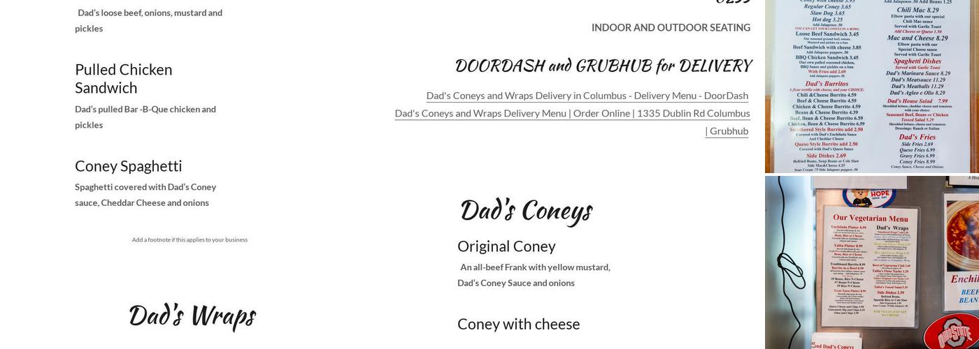 Dad's Coneys Menu