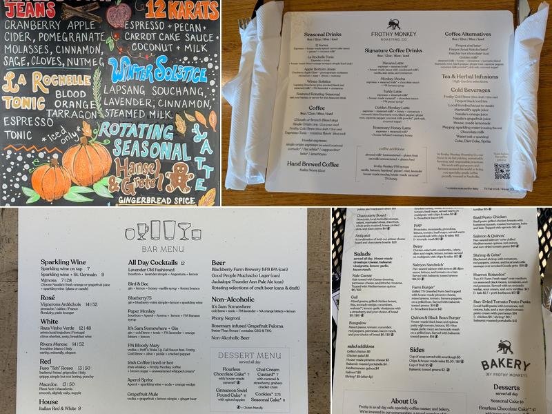 Frothy Monkey Menu
