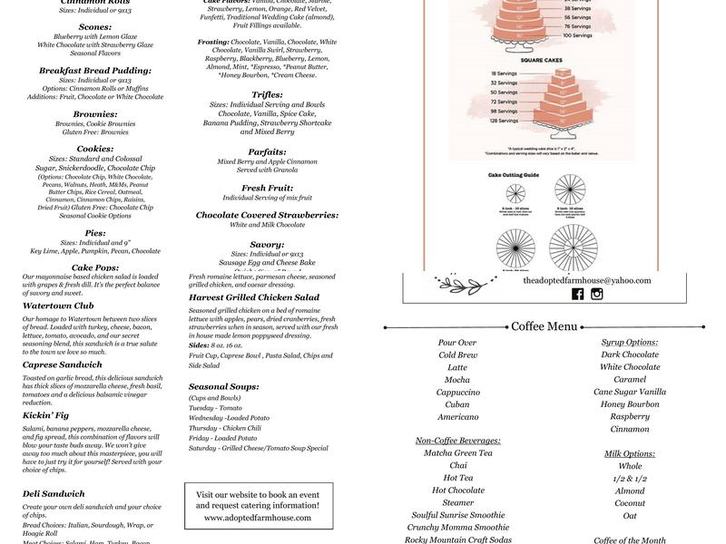 The Adopted Farmhouse Coffee Co. Menu