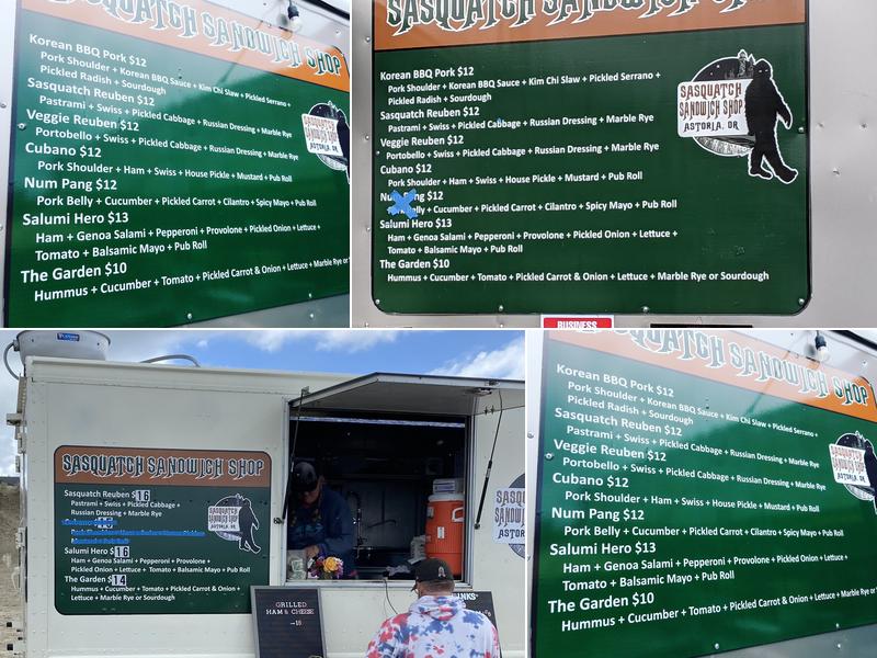 Sasquatch Sandwich Shop Menu