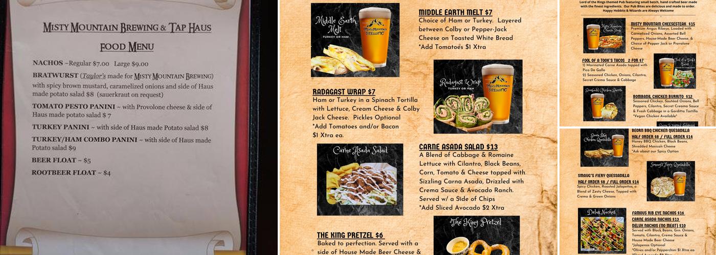 Misty Mountain Brewing & Tap Haus Menu
