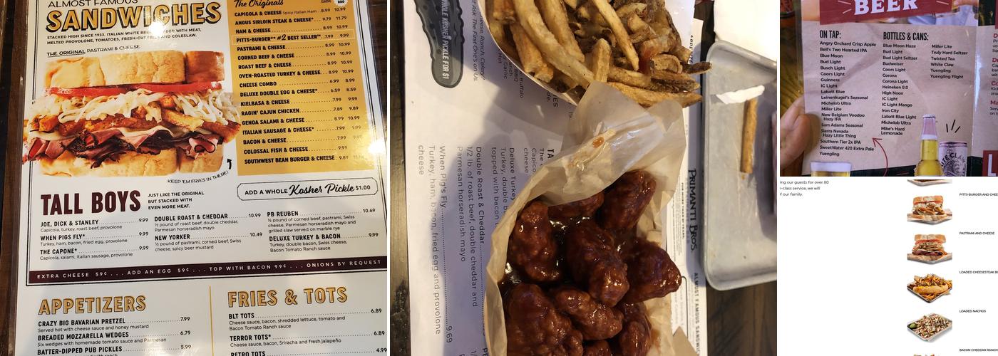 Primanti Bros. Restaurant and Bar Menu