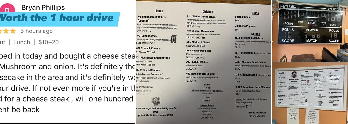 Chilly Willy Cheesesteaks Menu