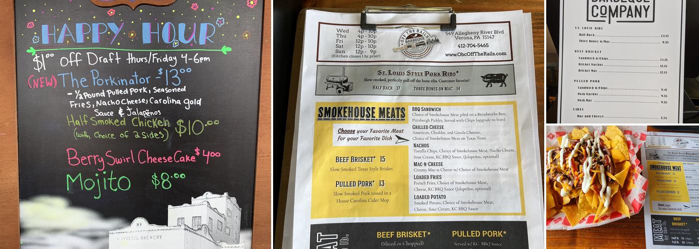 Off the Rails Barbeque and Drafthouse Menu