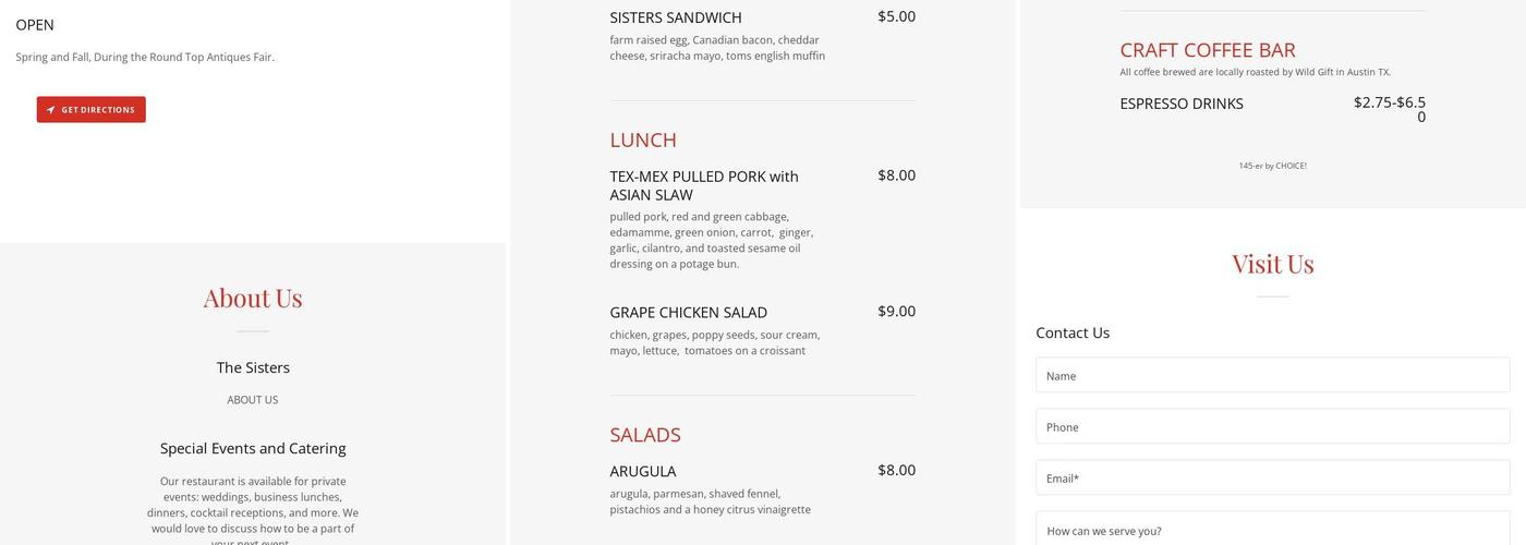 145 Sisters Menu