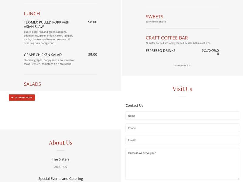 145 Sisters Menu