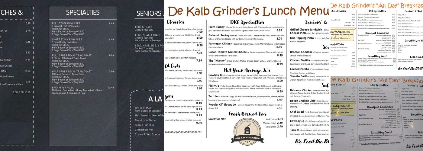 De Kalb Grinder Menu