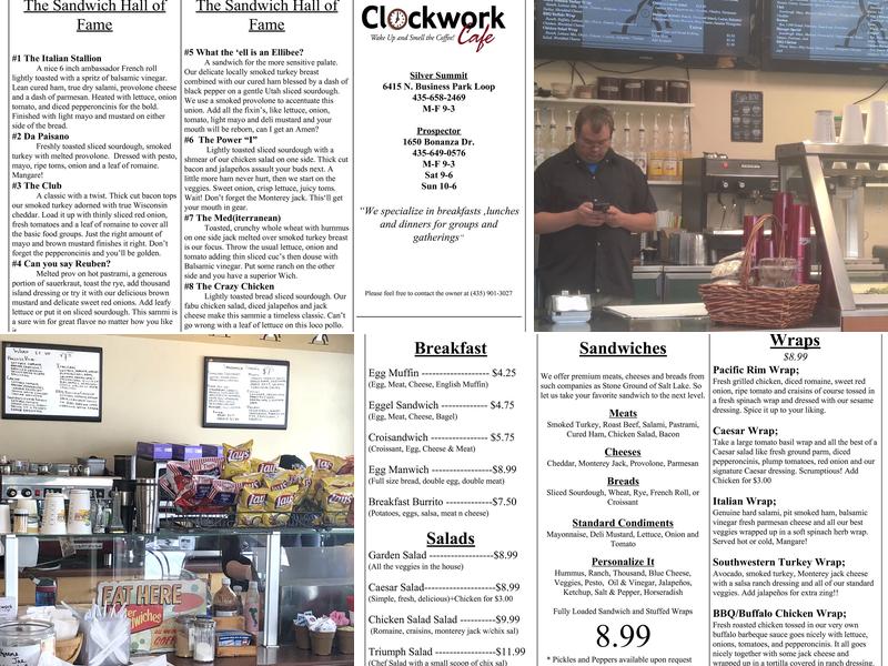 Clockwork Cafe - Silver Summit Menu
