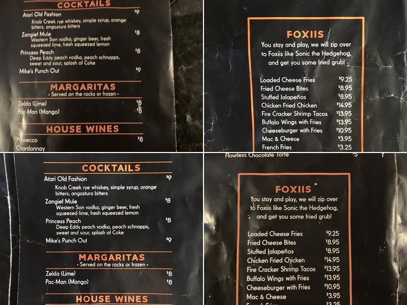 Arcade92 Retro Arcade, Bar + Kitchen Menu