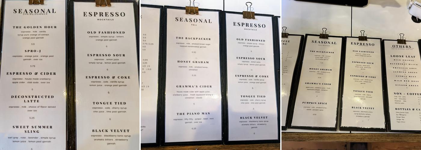 Nadines Coffee House Menu