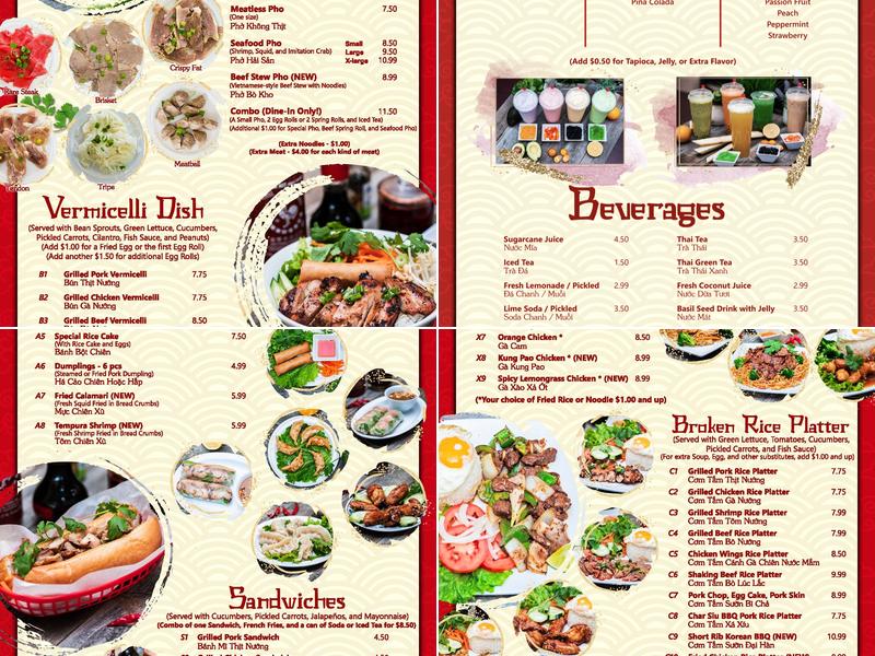 Pho Vi-Vi Menu