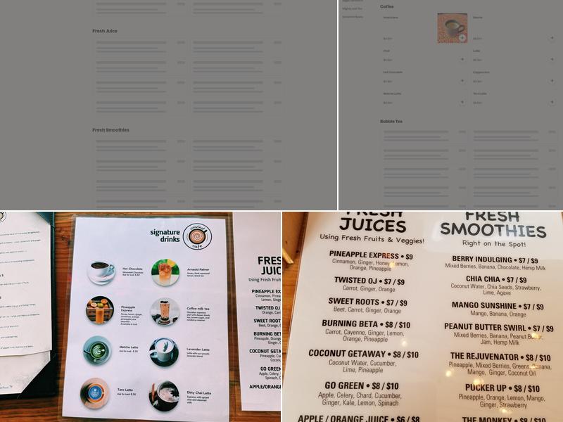 Unwind Cafe Menu