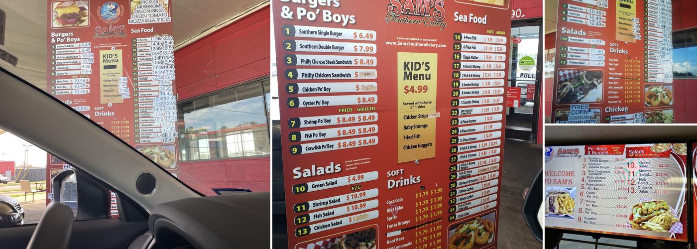 Sam's Southern Eatery Menu