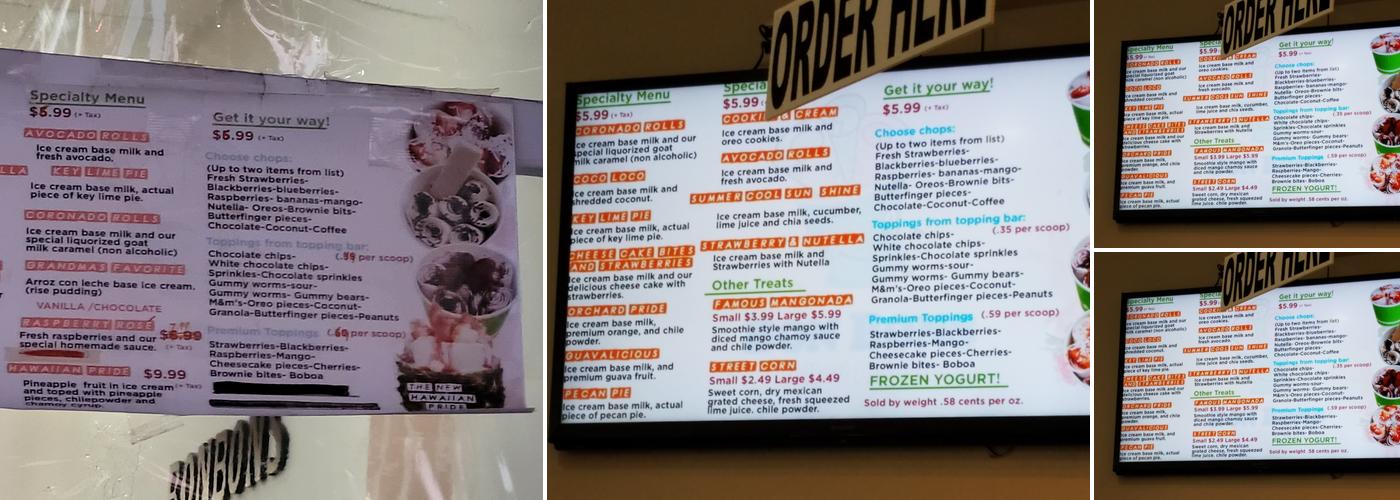 BonBons Rolled Ice Cream Menu