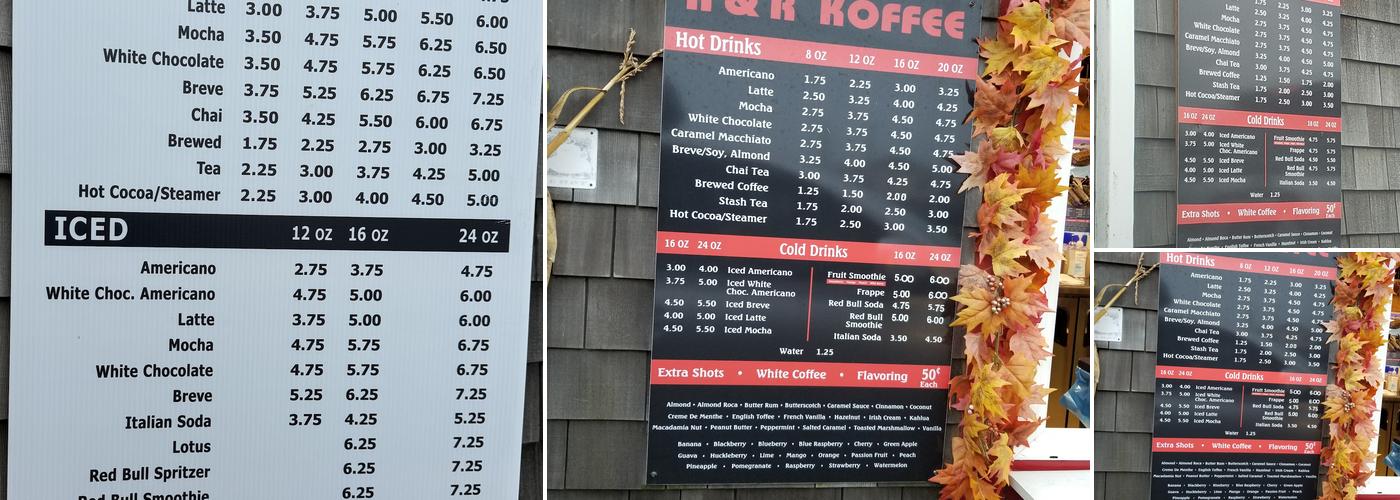 K&R Koffee Menu