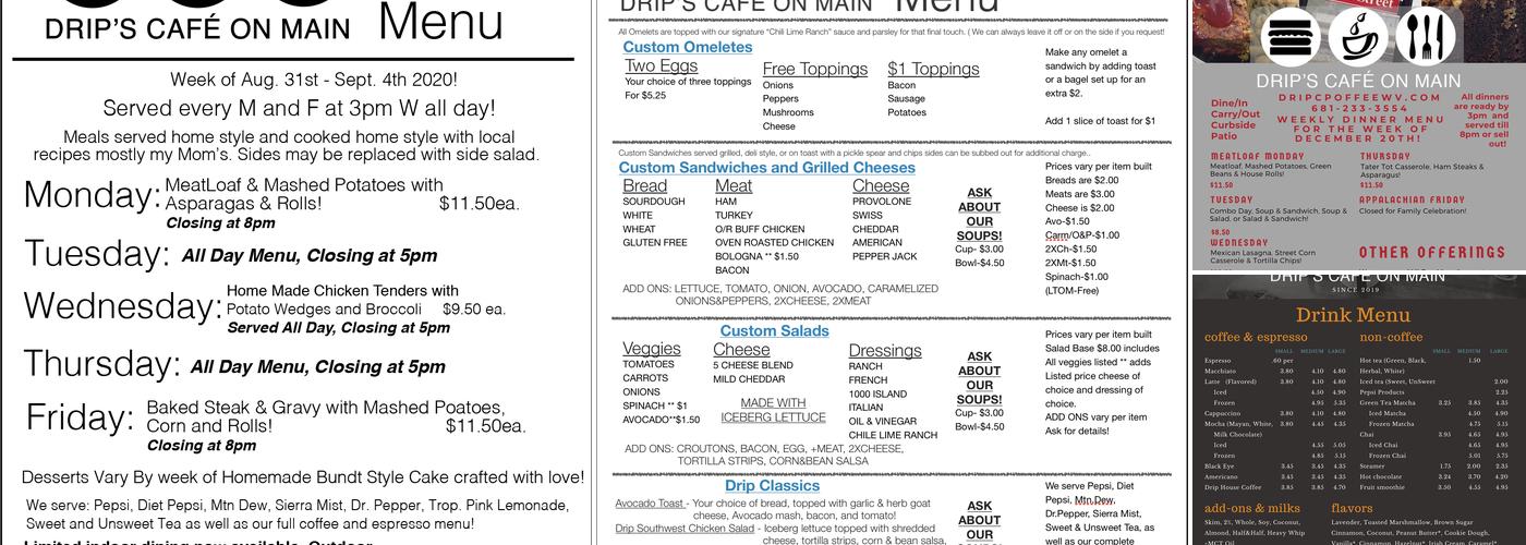Drip's Cafe on Main Menu