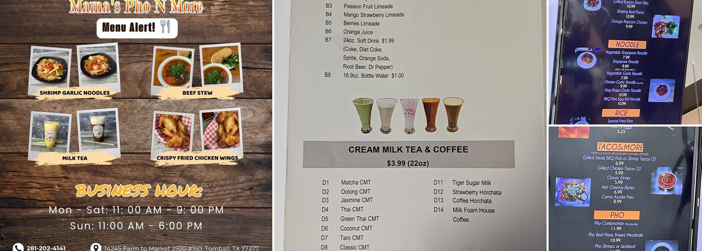 Mama's Pho N More Menu