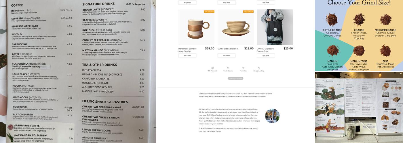 DUA DC Coffee Menu