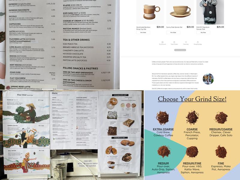 DUA DC Coffee Menu