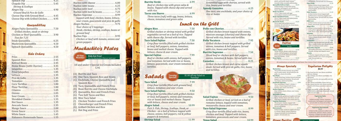 Muchacho Alegre Menu