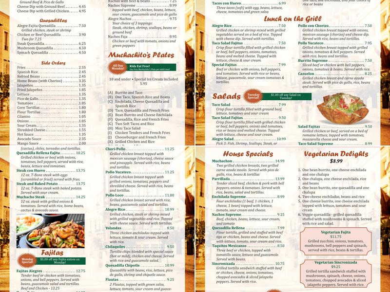 Muchacho Alegre Menu