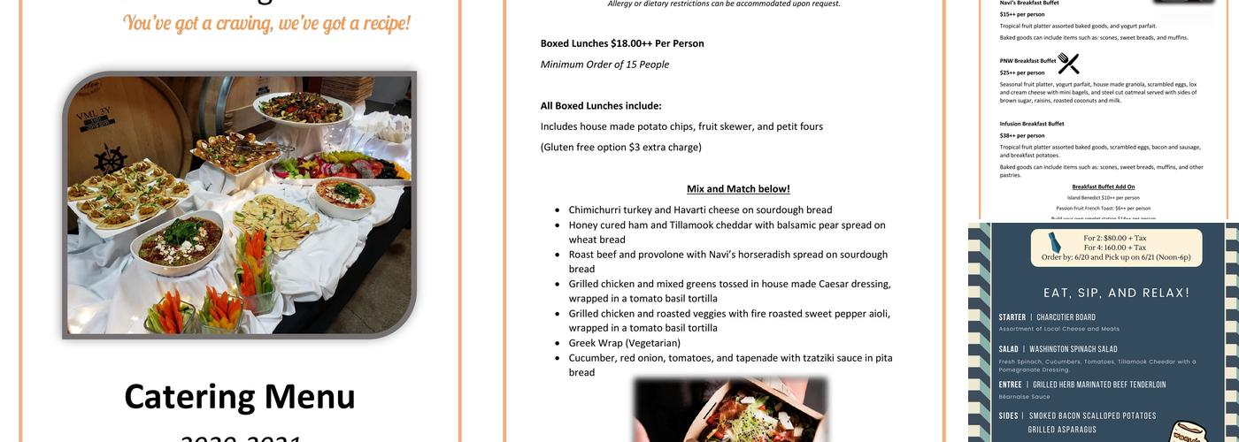 Navi's Catering Kitchen Menu