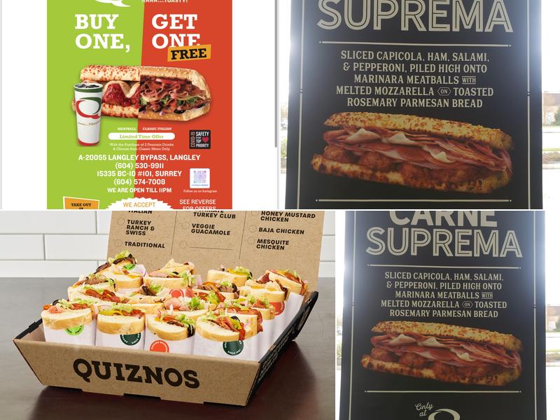 Quiznos Menu