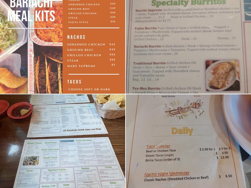 Bariachi Mexican Kitchen Menu
