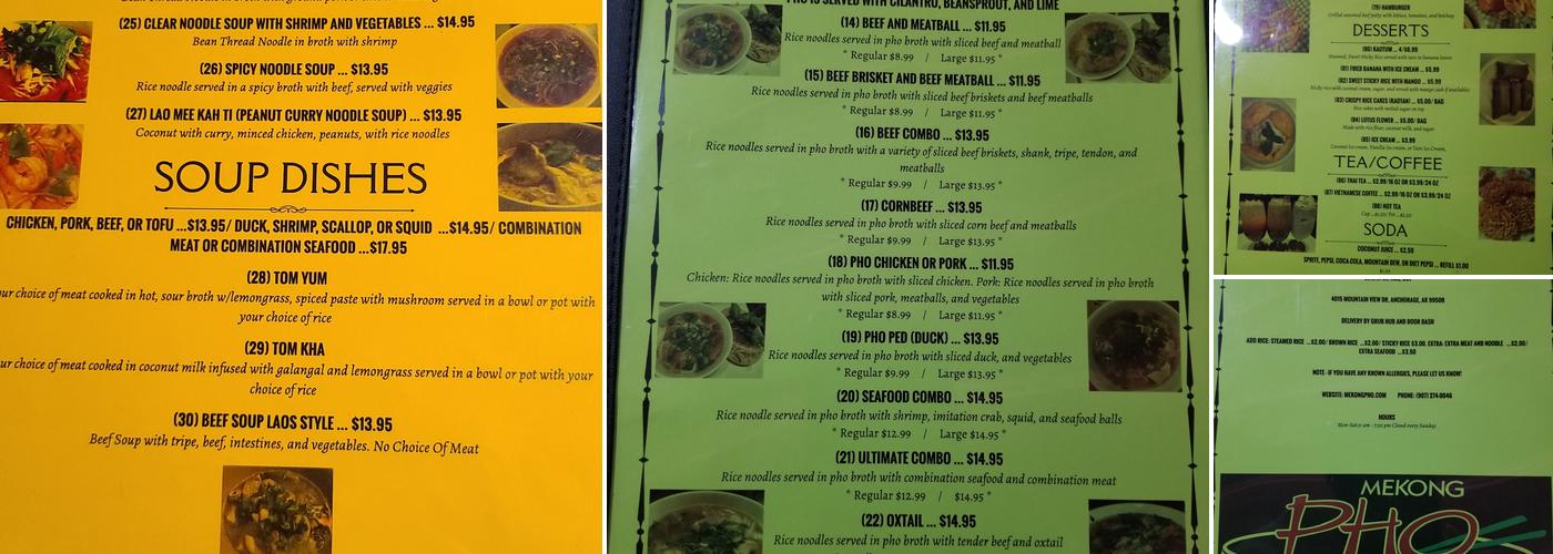 Mekong Pho Menu