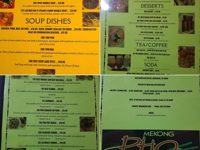 Mekong Pho Menu