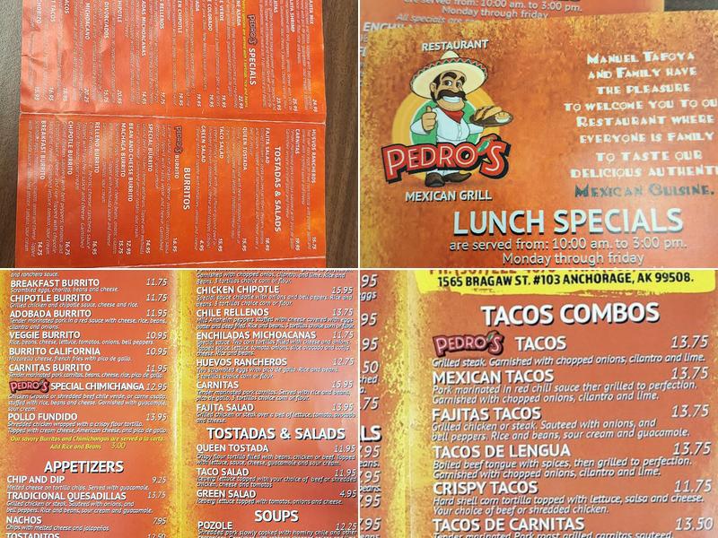 Pedro's Mexican Grill Menu