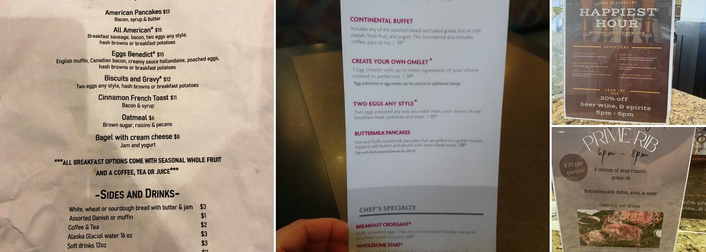 Juno Restaurant Menu