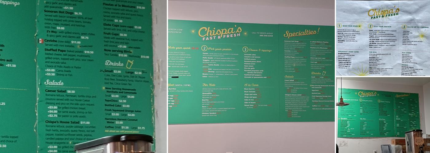 Chispa's Fast & Fresh Menu