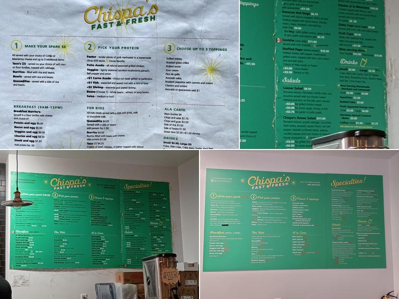Chispa's Fast & Fresh Menu